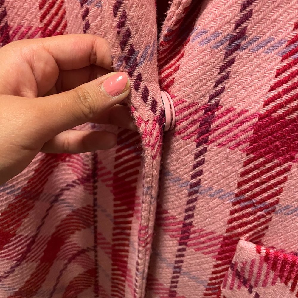 TOPSHOP Suzy Check Plaid Pink Side Split Jacket - Picture 9 of 10